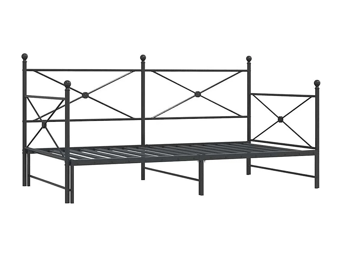 Lit de jour avec gigogne sans matelas noir 100x200 cm acier