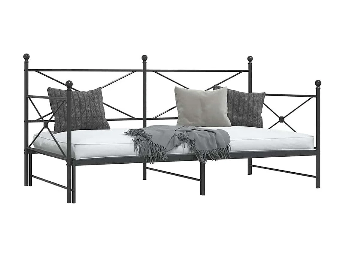 Lit de jour avec gigogne sans matelas noir 100x200 cm acier