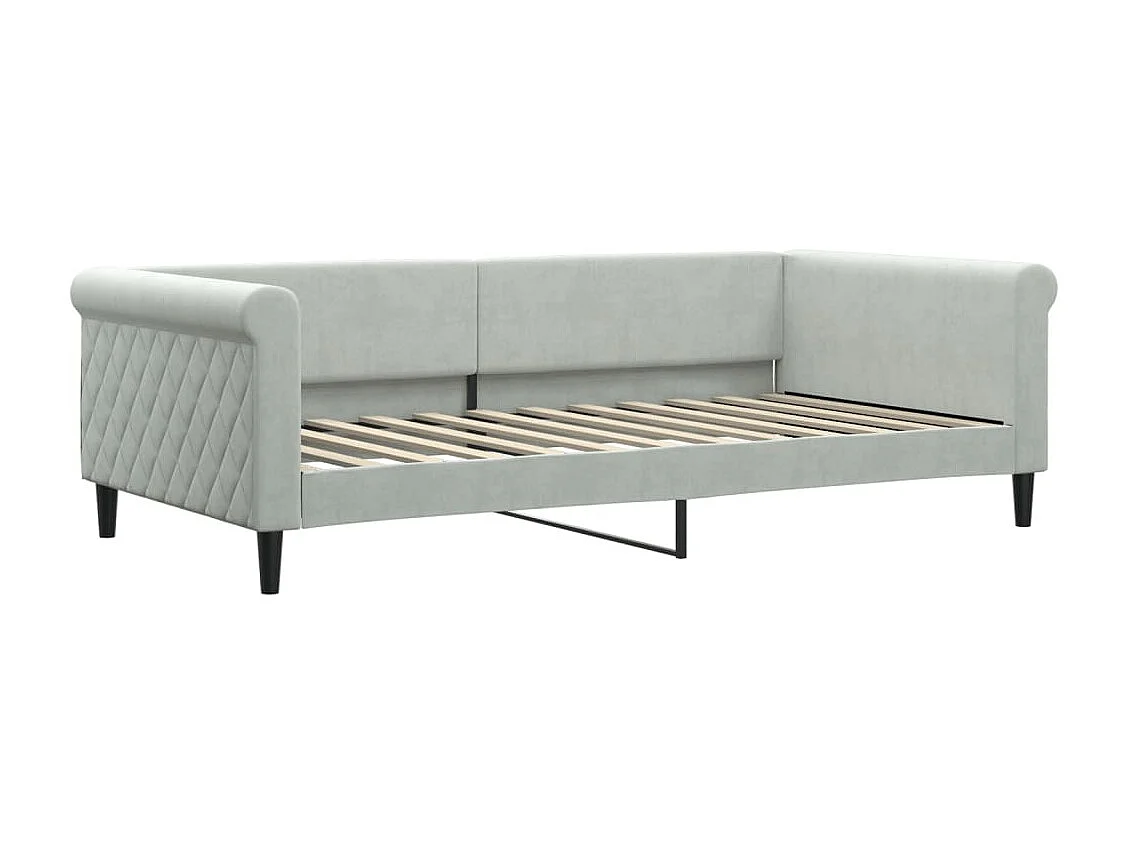 Divano letto senza materasso grigio chiaro 100x200 cm velluto
