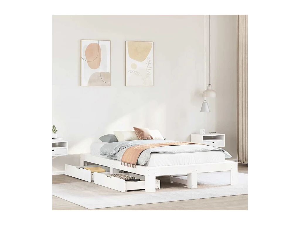 Bedframe zonder matras wit 120x190 cm massief grenenhout