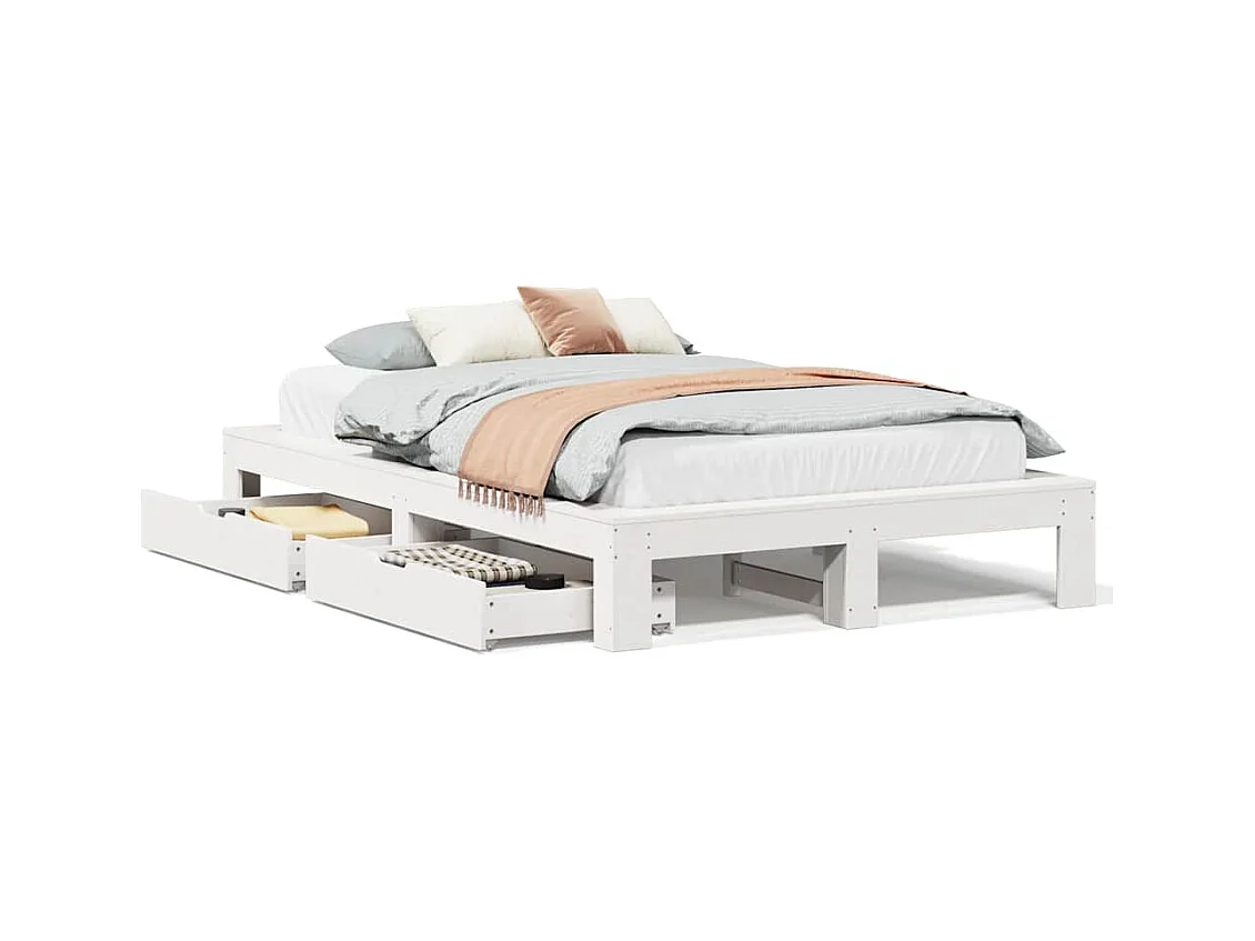 Bedframe zonder matras wit 120x190 cm massief grenenhout