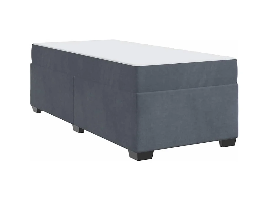 Cadre de lit avec matelas Gris foncé 90 x 200 cm Velours