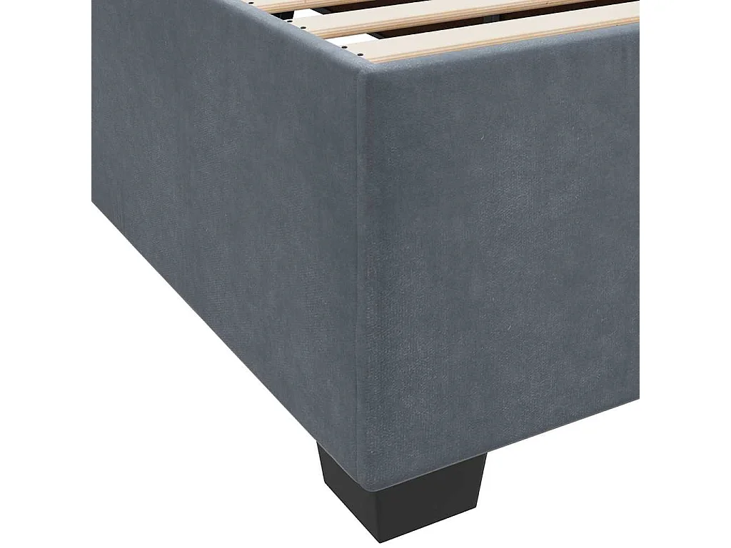 Cadre de lit avec matelas Gris foncé 90 x 200 cm Velours