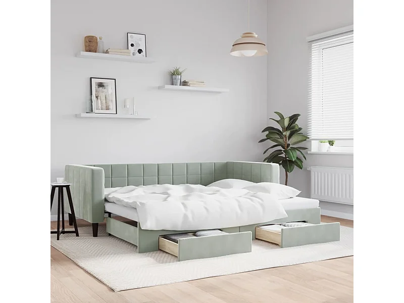 Dagbed met onderschuifbed en lades zonder matras 90x200 cm