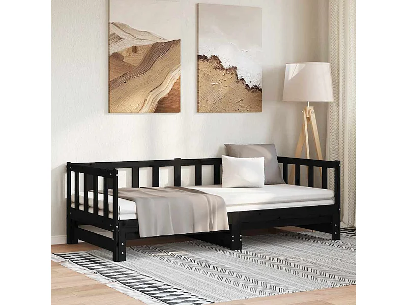 Dagbed en uitschuifbed zonder matras 90x200 cm massief hout