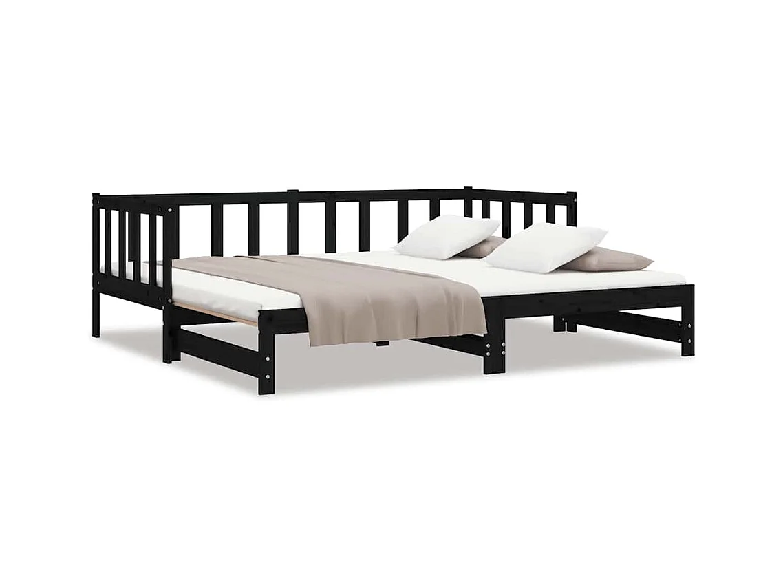 Dagbed en uitschuifbed zonder matras 90x200 cm massief hout