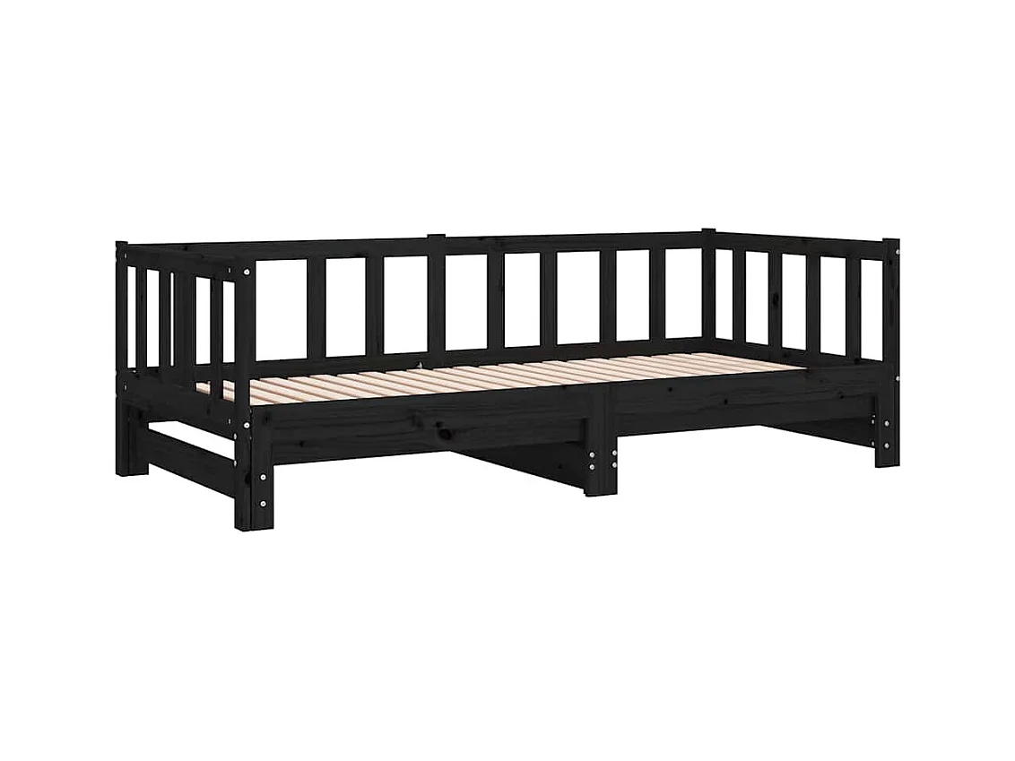 Dagbed en uitschuifbed zonder matras 90x200 cm massief hout