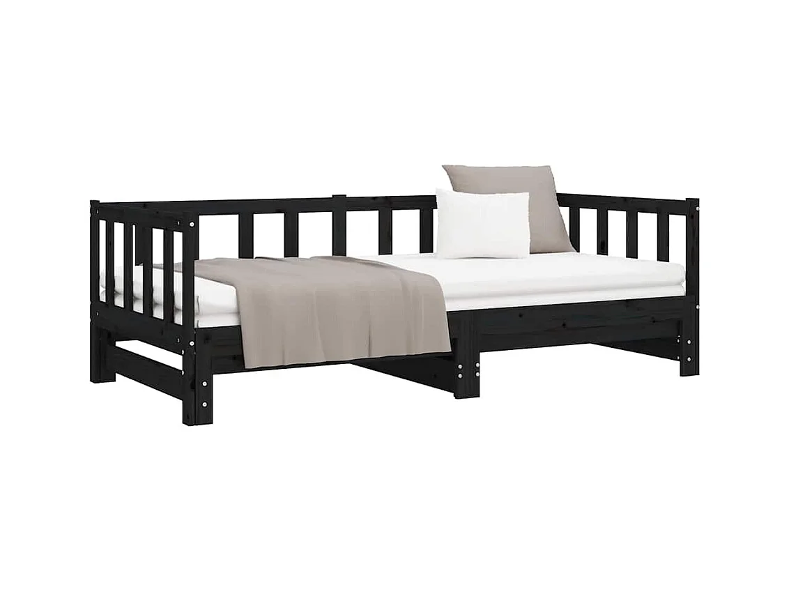 Dagbed en uitschuifbed zonder matras 90x200 cm massief hout