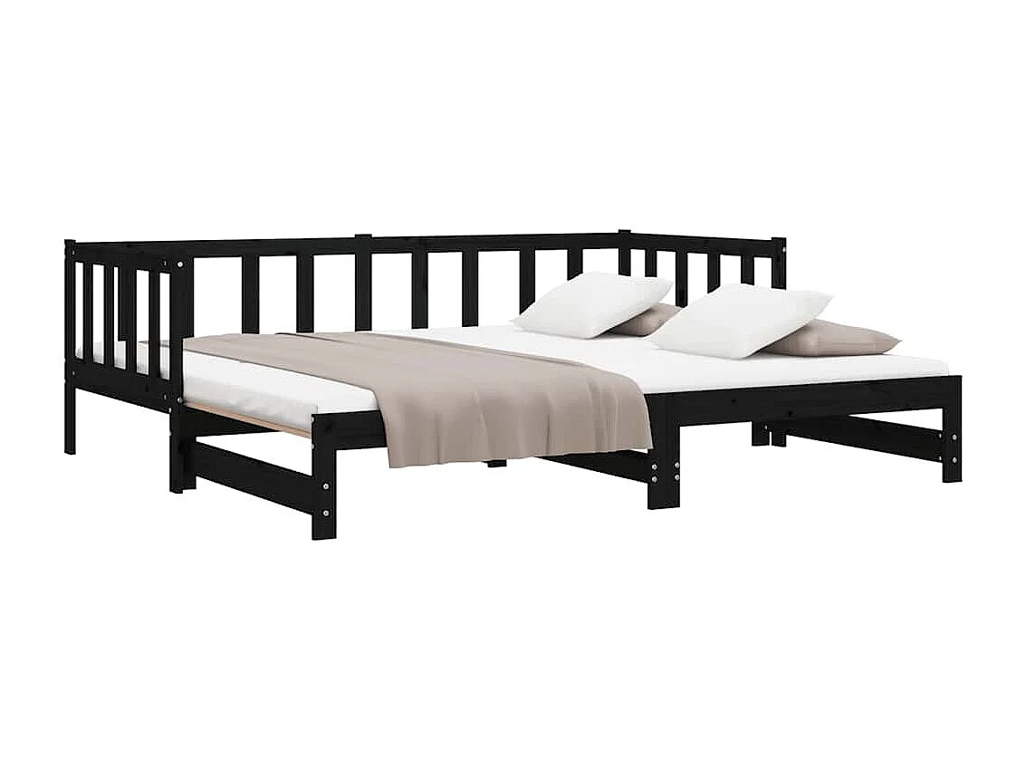 Dagbed en uitschuifbed zonder matras 90x200 cm massief hout