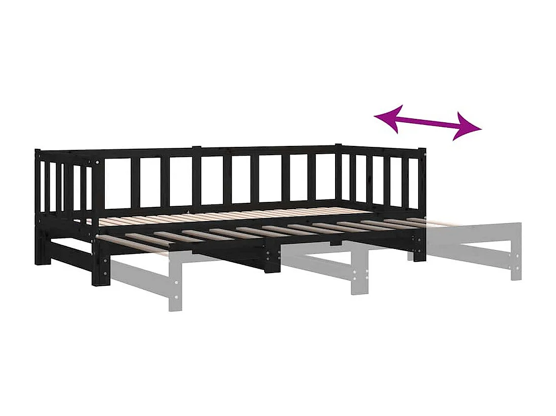 Dagbed en uitschuifbed zonder matras 90x200 cm massief hout