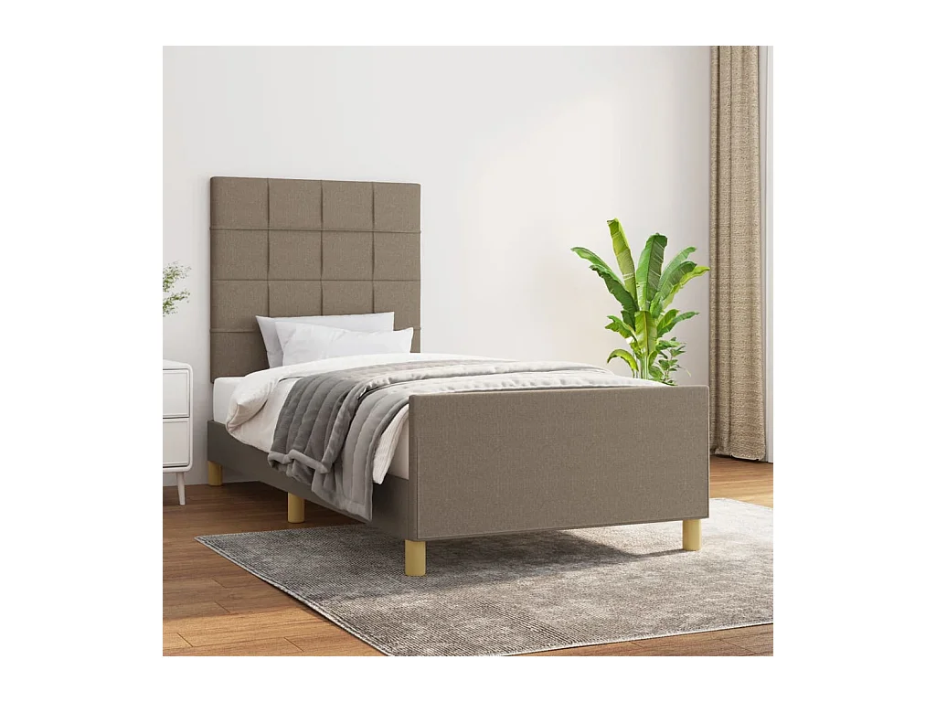 Cadre de lit sans matelas taupe 90x200 cm tissu