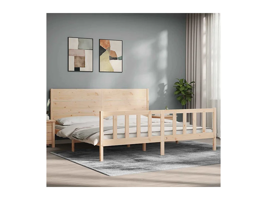 Struttura letto senza materasso 200x200 cm in legno massello di pino