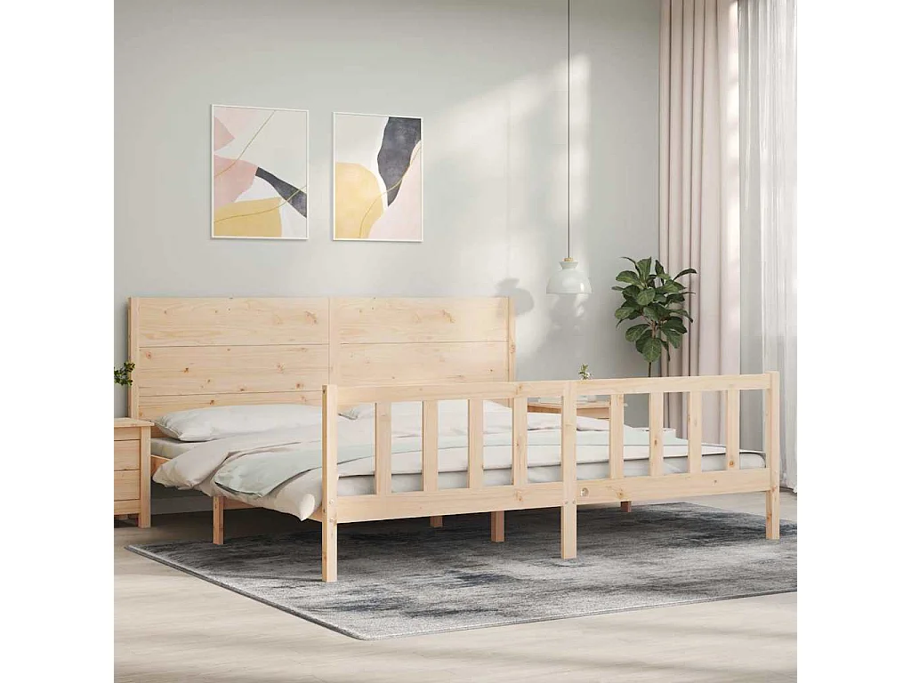 Struttura letto senza materasso 200x200 cm in legno massello di pino