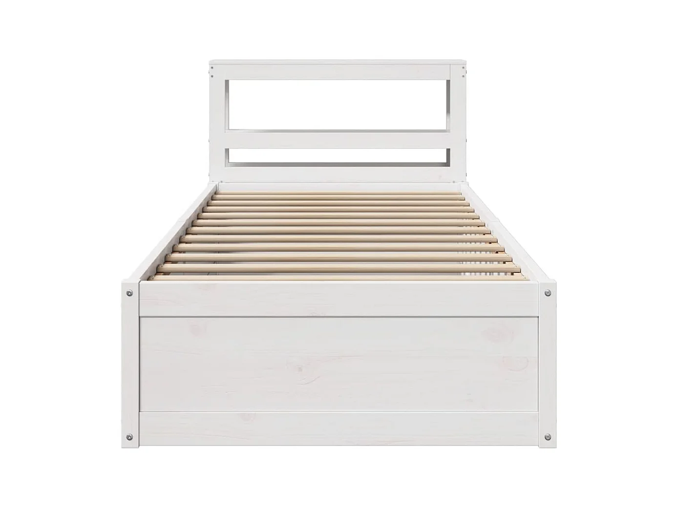 Struttura letto con testiera bianca 90x200cm in legno massello di pino