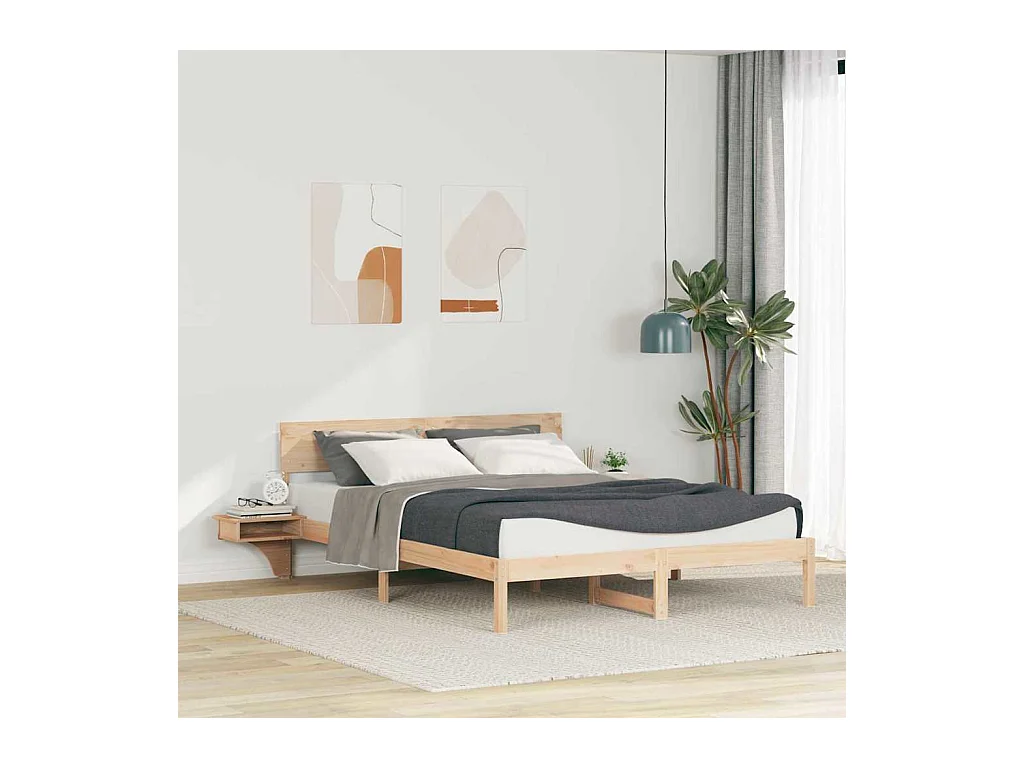 Cadre de lit avec tables de chevet Marron Bois massif en pin