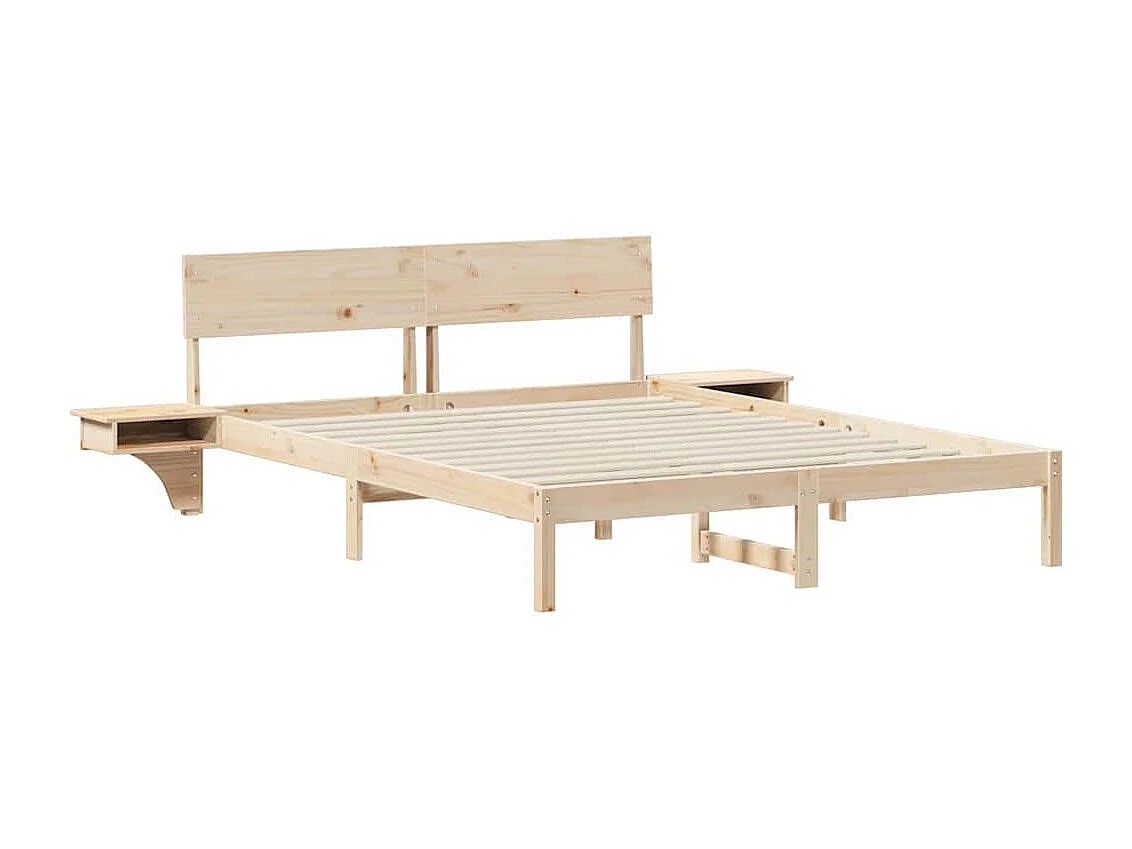 Cadre de lit avec tables de chevet Marron Bois massif en pin