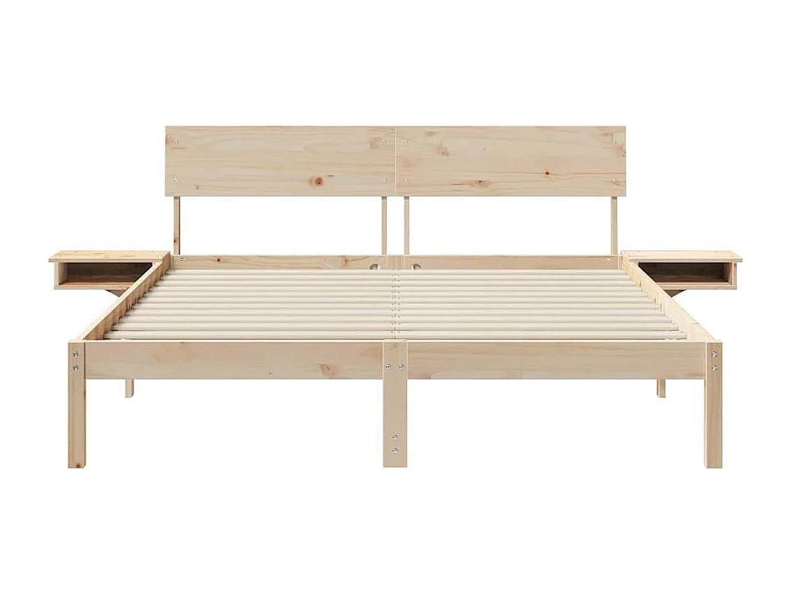 Cadre de lit avec tables de chevet Marron Bois massif en pin