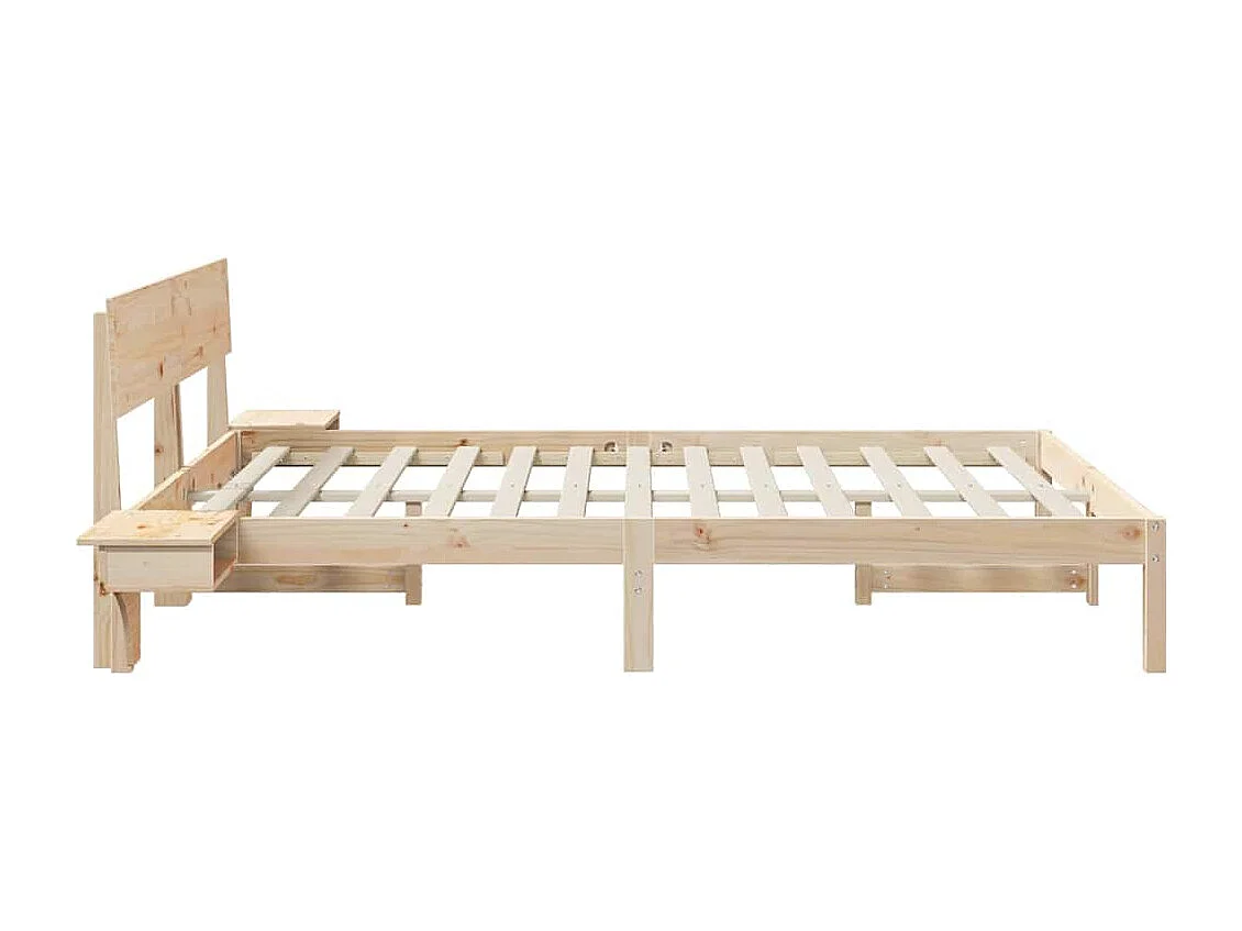 Cadre de lit avec tables de chevet Marron Bois massif en pin