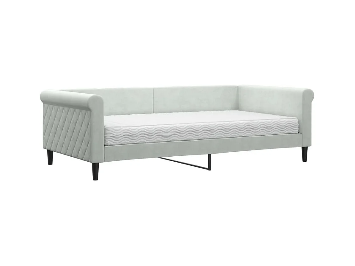 Dagbed met lichtgrijze fluwelen matras van 100x200 cm