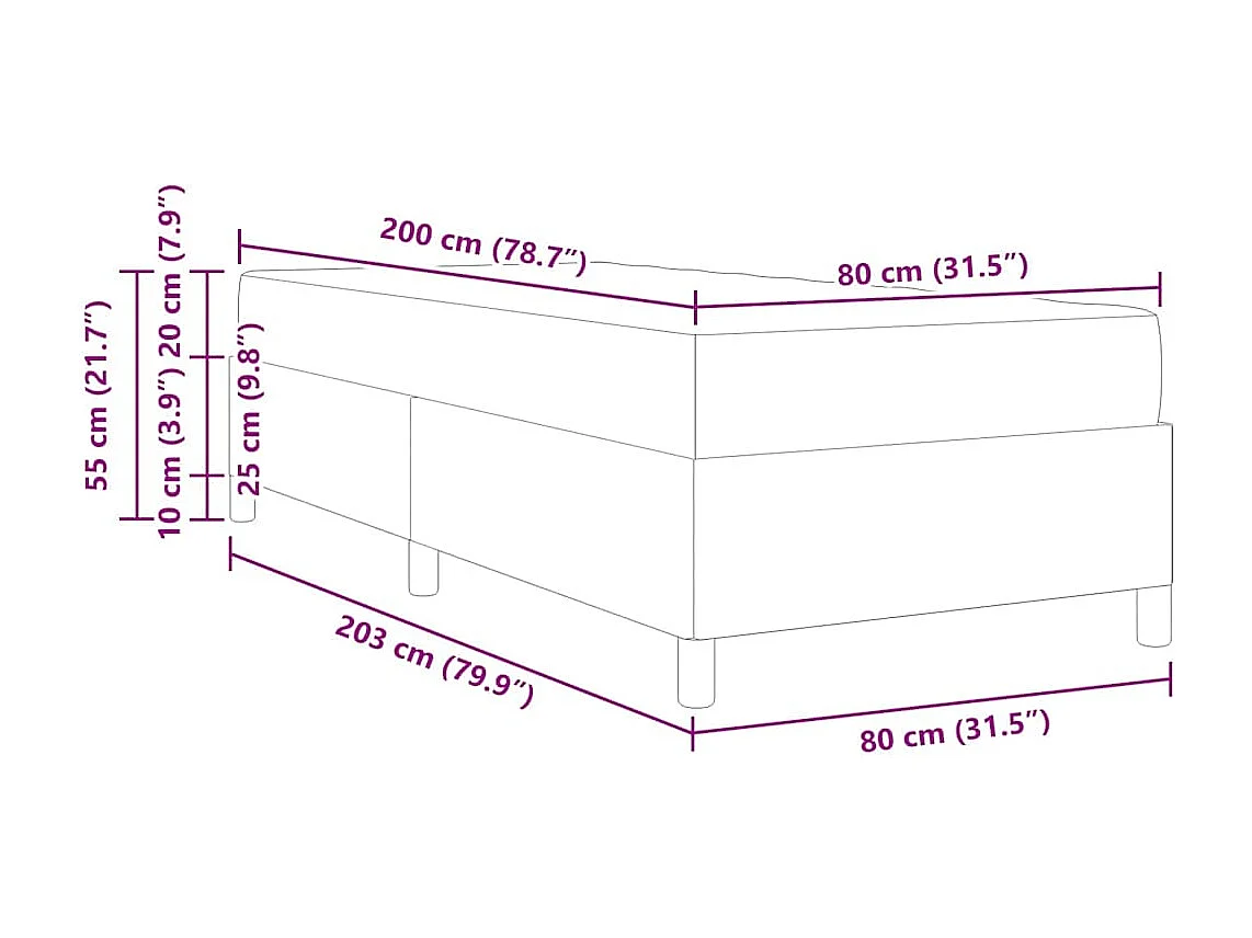 Braunes Boxspringbett 80 x 200 cm Stoff, Holzwerkstoff