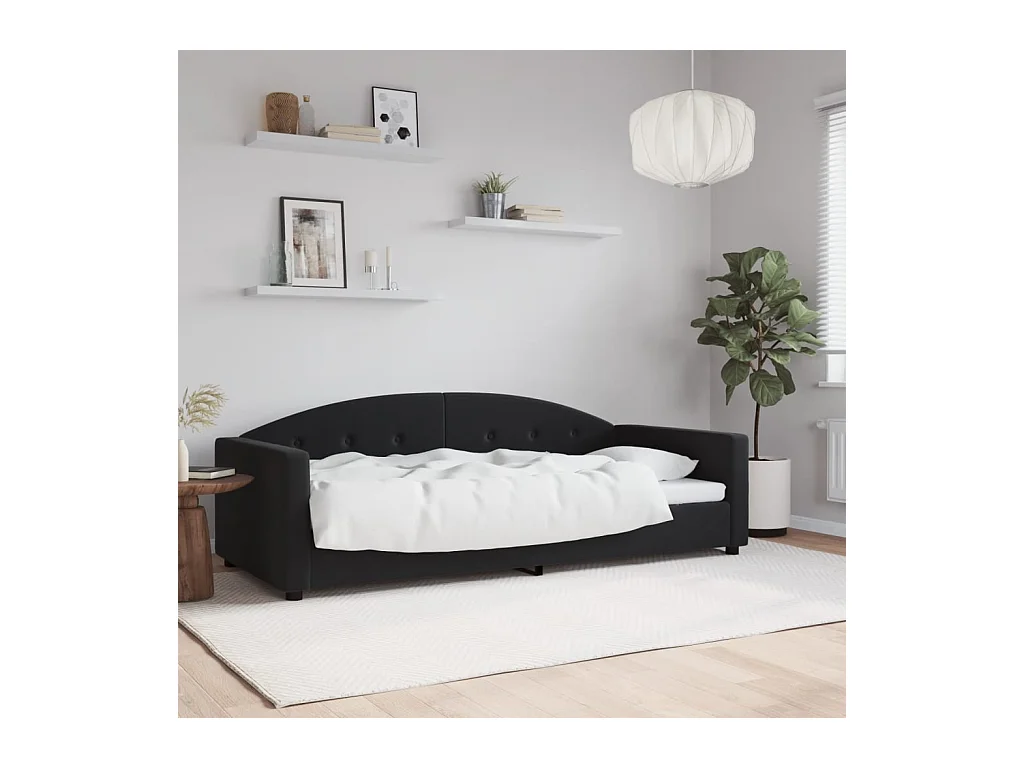 Divano letto senza materasso nero 90x190 cm velluto