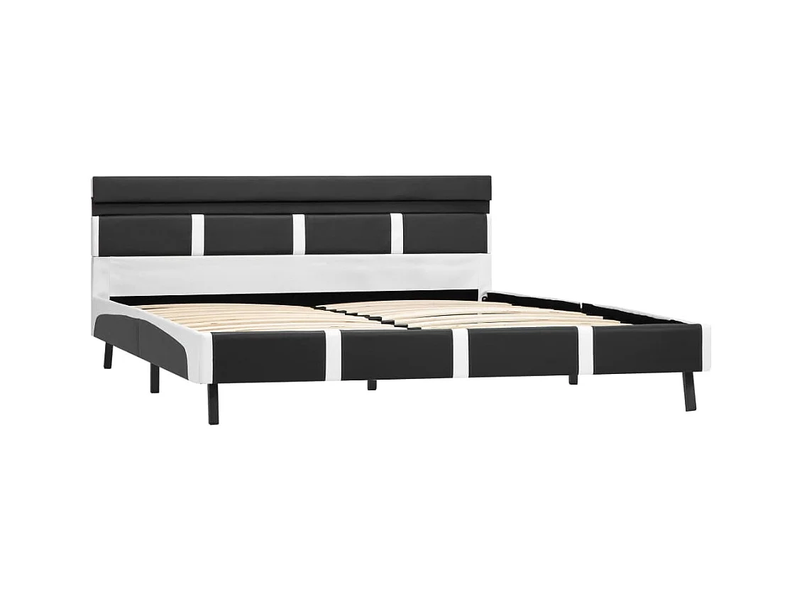 Bedframe met LED zonder matras grijs kunstleer 140x200 cm