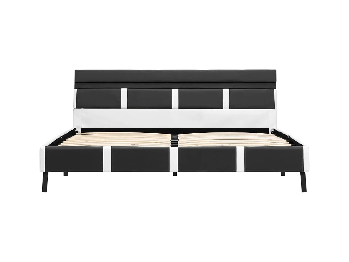 Bedframe met LED zonder matras grijs kunstleer 140x200 cm