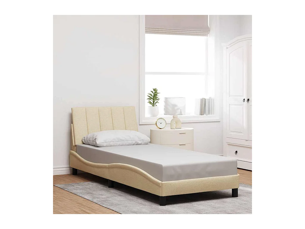 Bedframe zonder matras crème 90x200 cm stof
