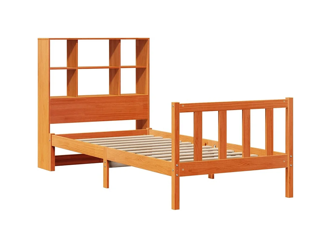 Regalbett ohne Matratze, braun gewachst, 100x200 cm, Kiefer massiv