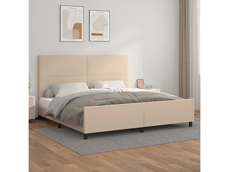 Cadre de lit sans matelas cappuccino 200x200 cm similicuir