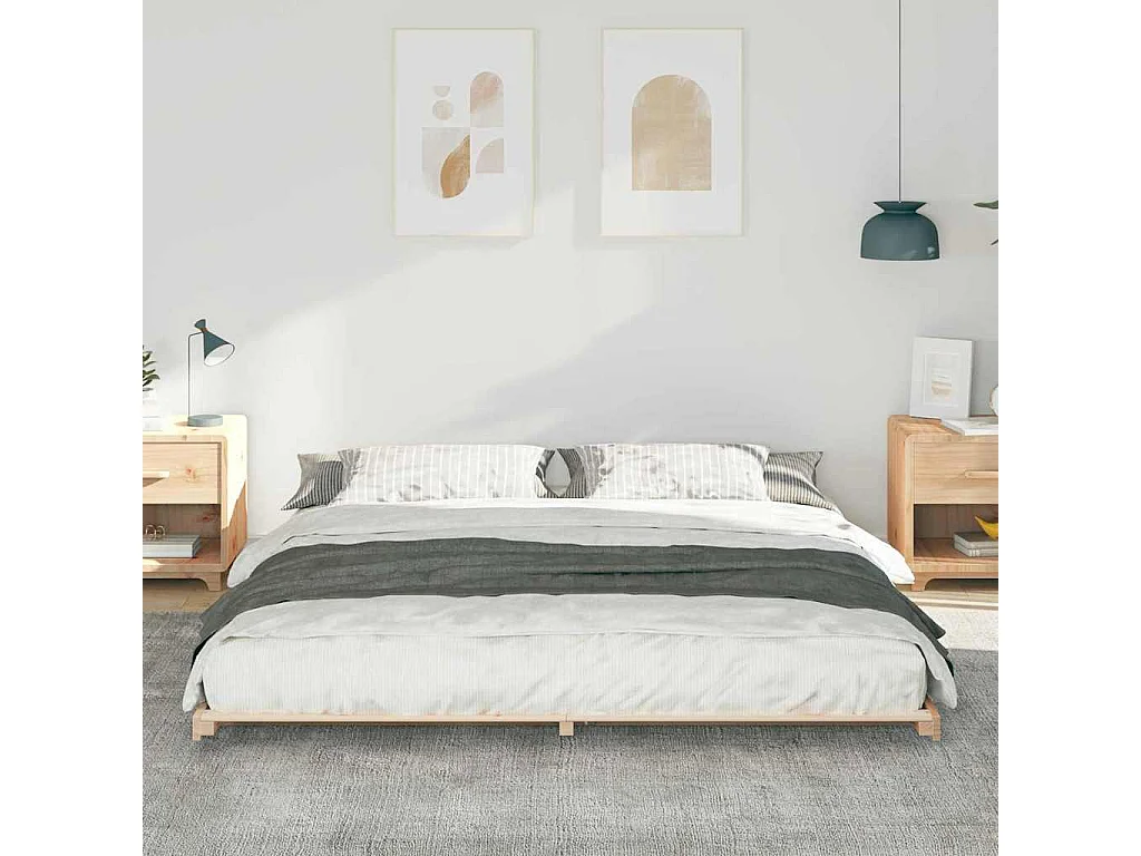 Cadre de lit surélevé Marron 200 x 210 cm Bois massif en pin