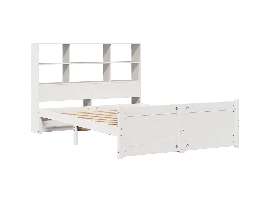 Lit bibliothèque sans matelas blanc 140x200 cm bois pin massif