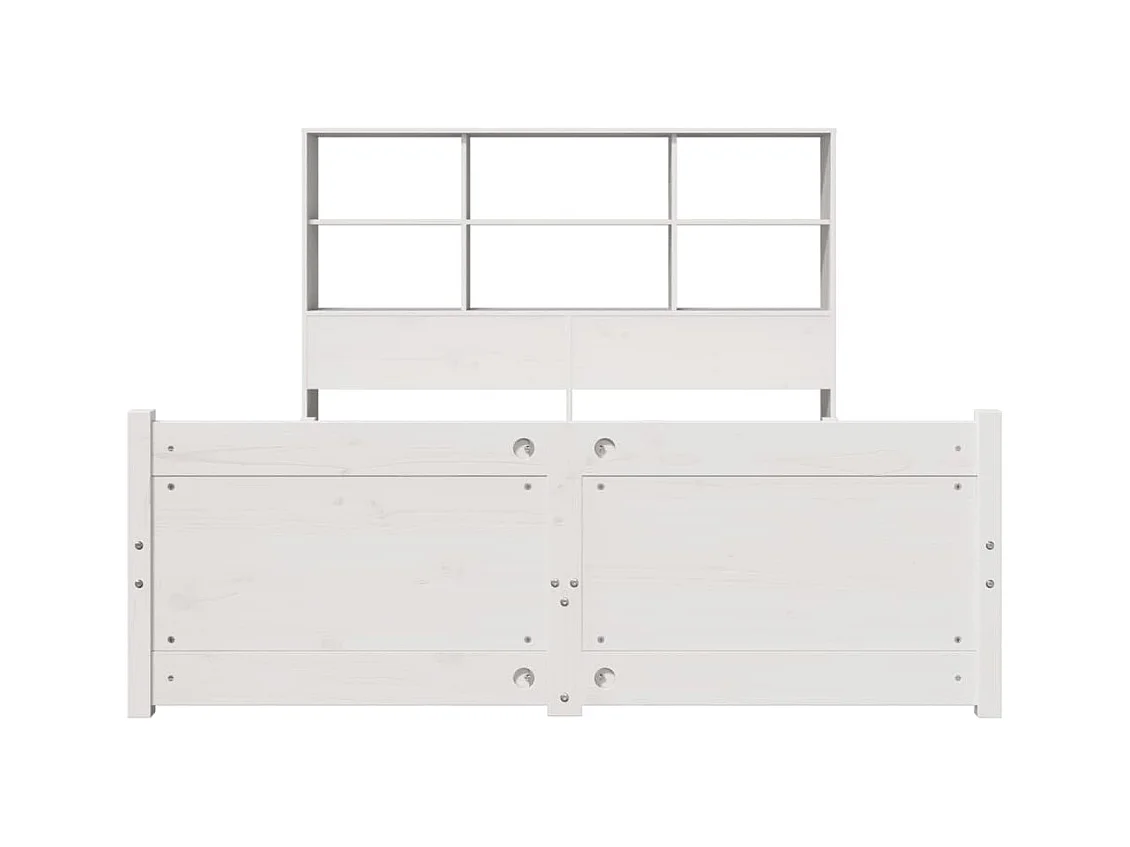 Lit bibliothèque sans matelas blanc 140x200 cm bois pin massif