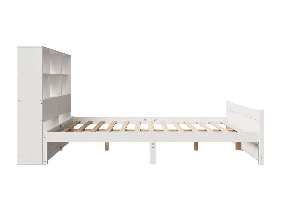 Cama librería blanca sin colchón 140x200 cm madera maciza de pino