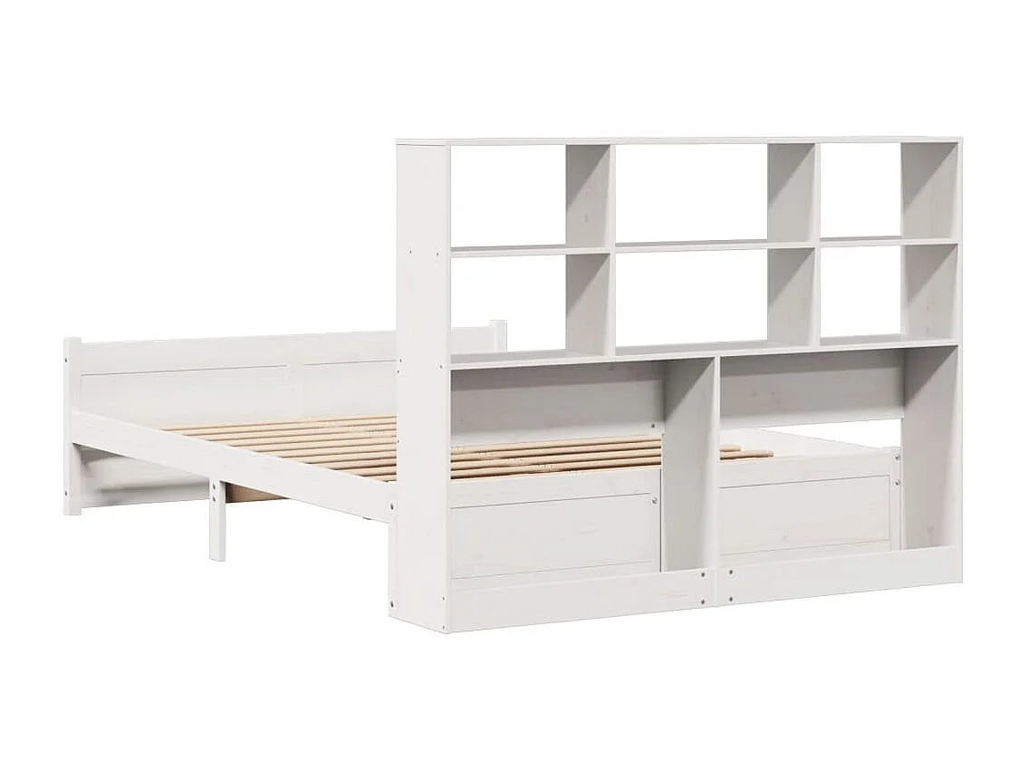 Cama librería blanca sin colchón 140x200 cm madera maciza de pino