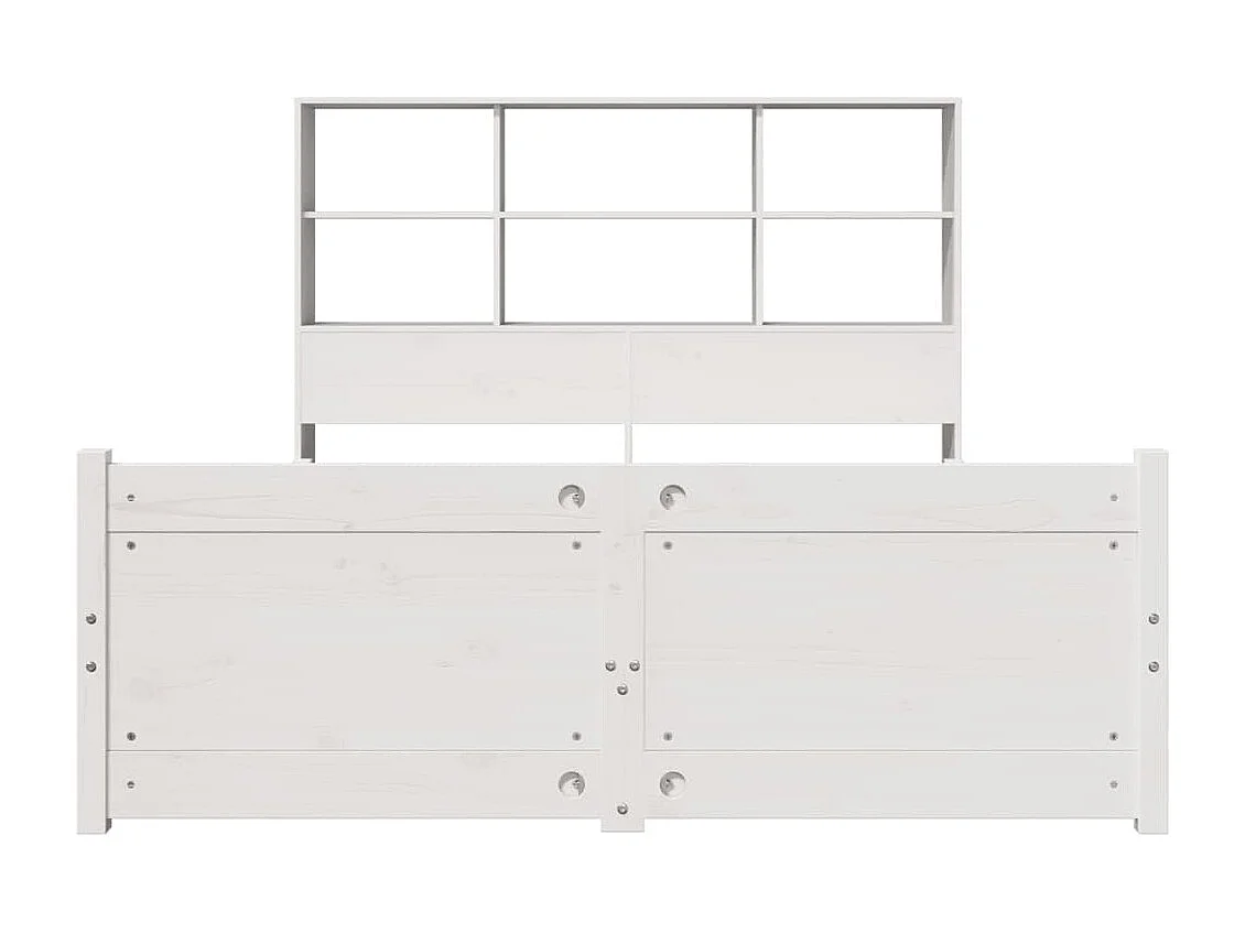 Cama librería blanca sin colchón 140x200 cm madera maciza de pino