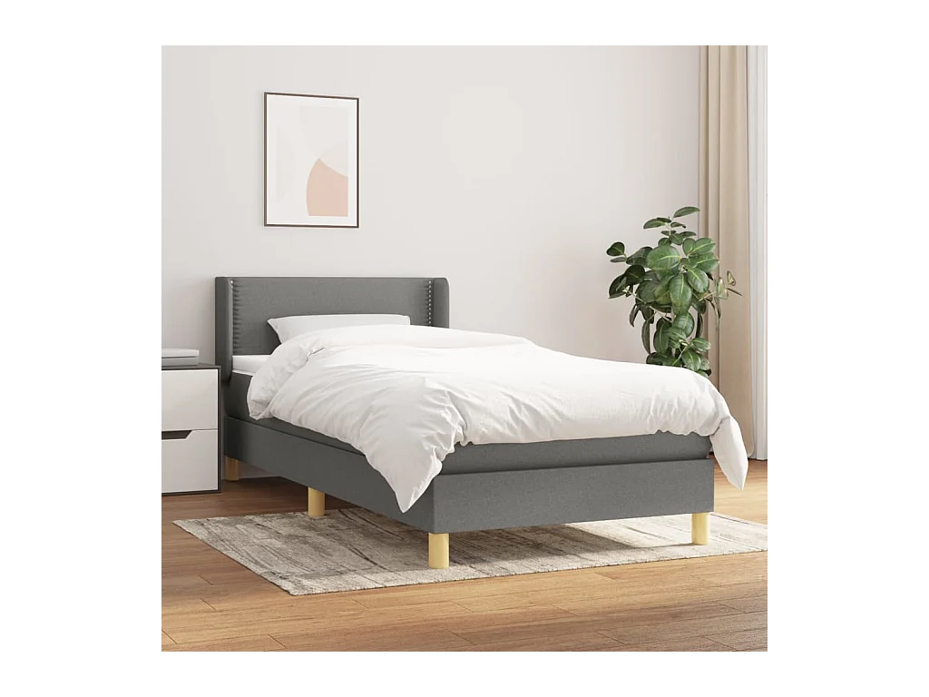 Sommier à lattes de lit avec matelas Gris foncé 80x200 cm Tissu