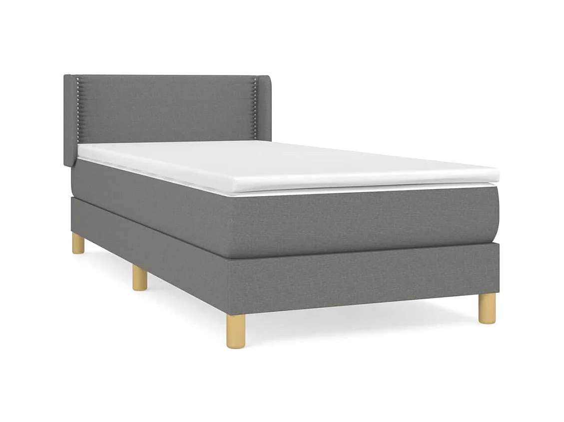 Sommier à lattes de lit avec matelas Gris foncé 80x200 cm Tissu