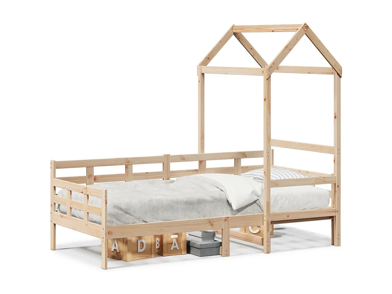 Divano letto con tetto senza materasso 80x200 cm in legno massello