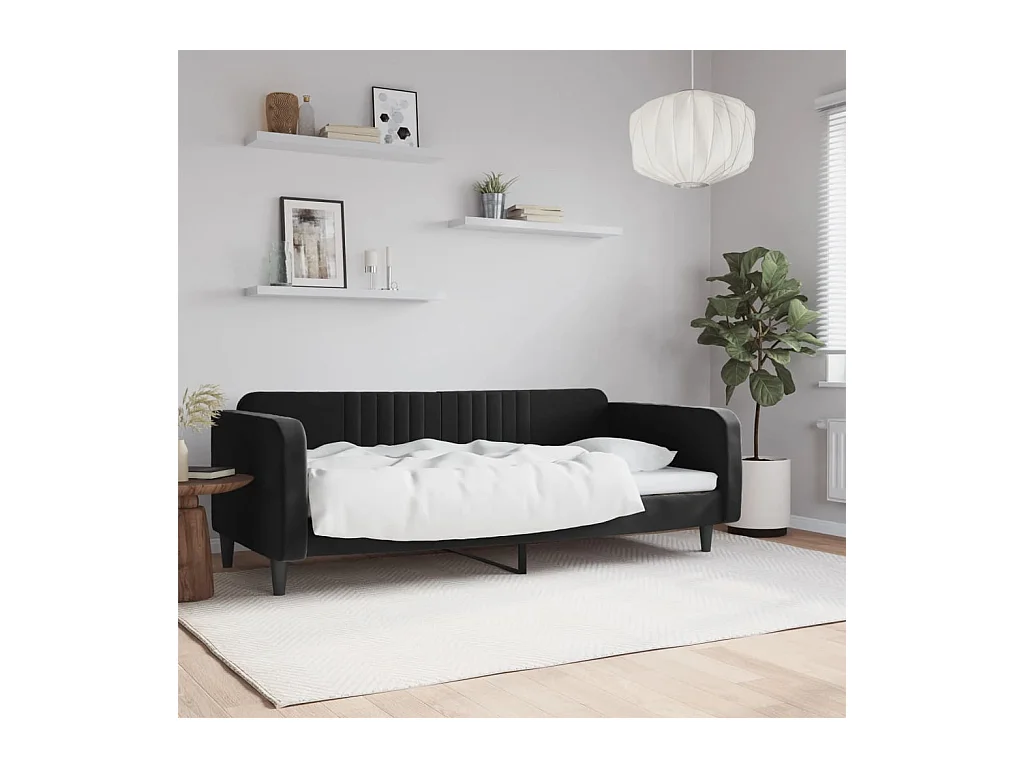 Lit de repos sans matelas noir 100x200 cm velours