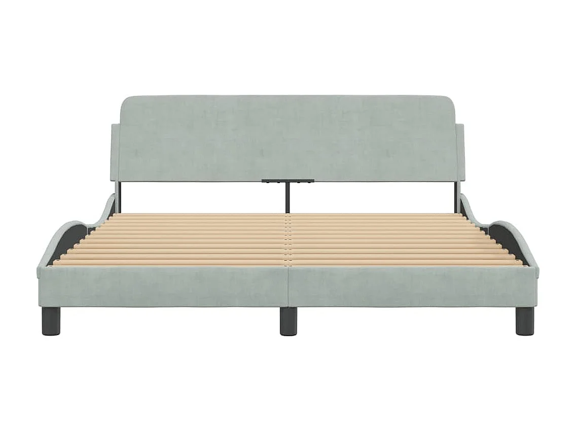 Cadre de lit sans matelas gris clair 160x200 cm velours