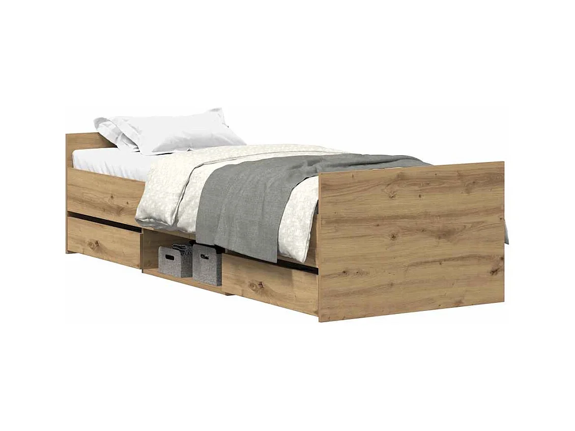 Bedframe zonder matras, handgemaakt eikenhout, 90x200 cm