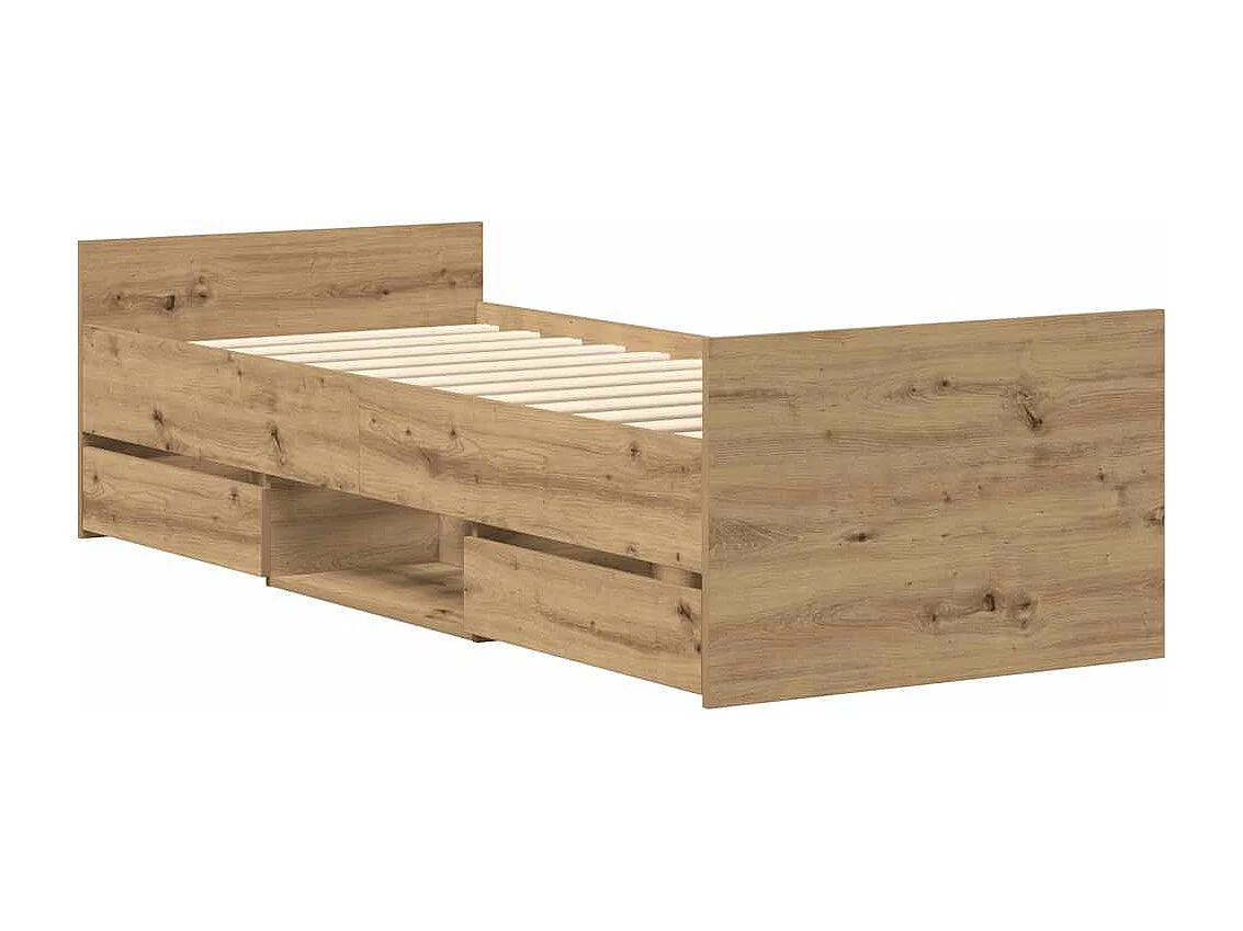 Bedframe zonder matras, handgemaakt eikenhout, 90x200 cm