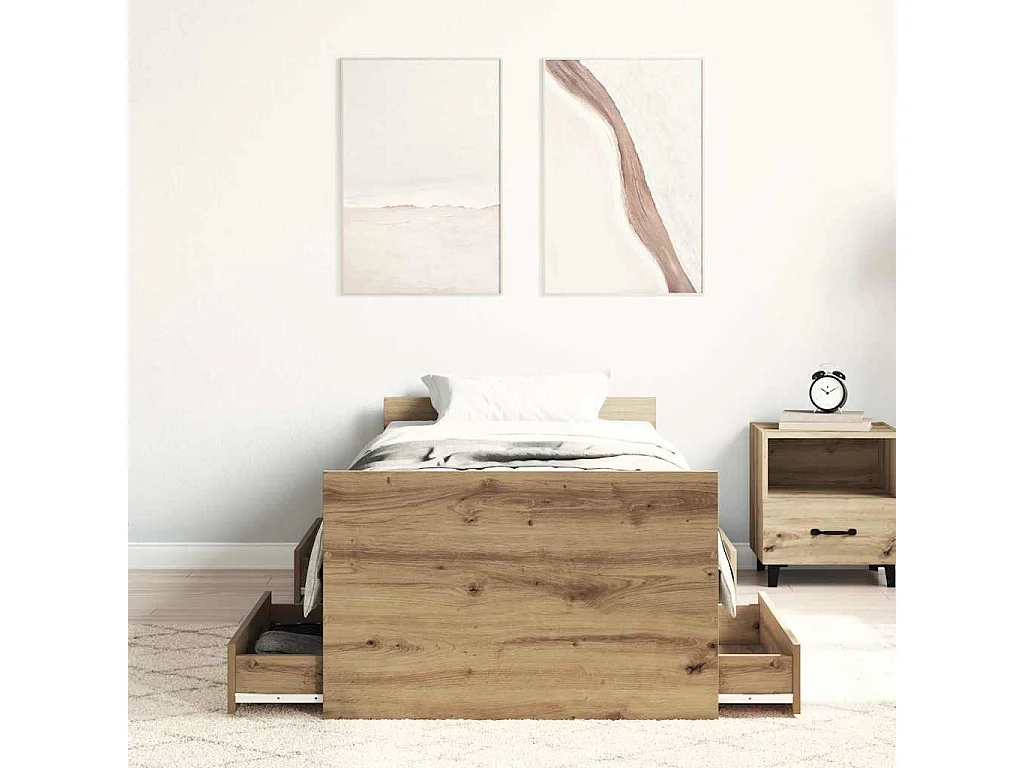 Struttura letto senza materasso, rovere artigianale, 90x200 cm
