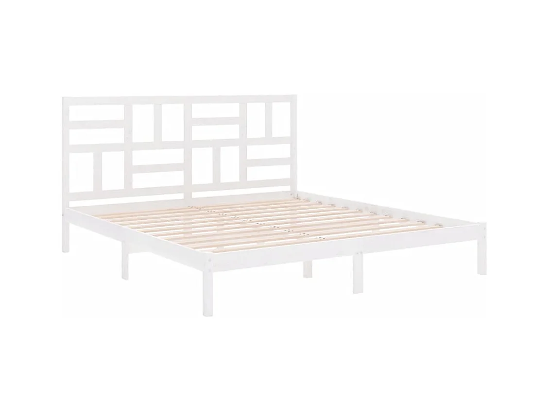Cadre de lit sans matelas blanc bois massif 200x200 cm