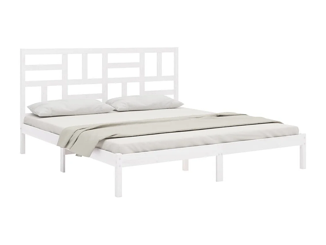 Cadre de lit sans matelas blanc bois massif 200x200 cm