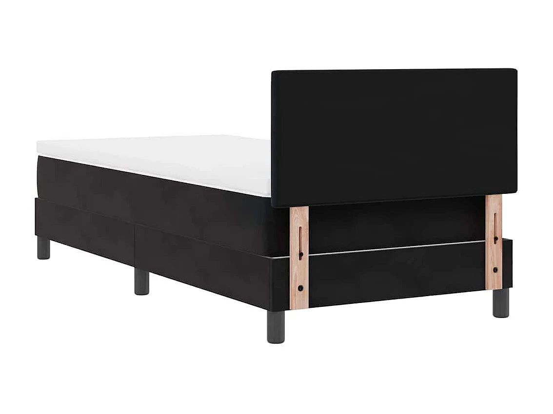 Lit à ressorts avec matelas Noir 100 x 200 cm tissu
