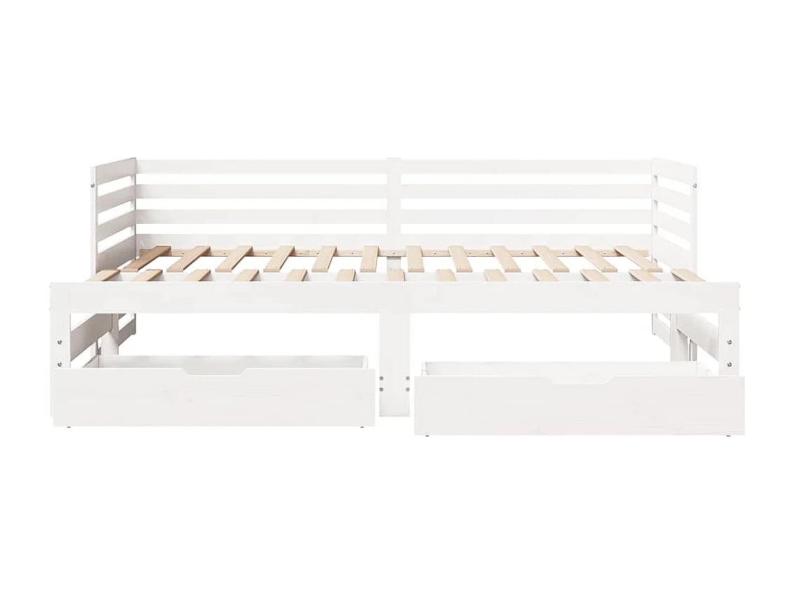 Divano letto e cassetti senza materasso bianco 90x200 cm in legno massello