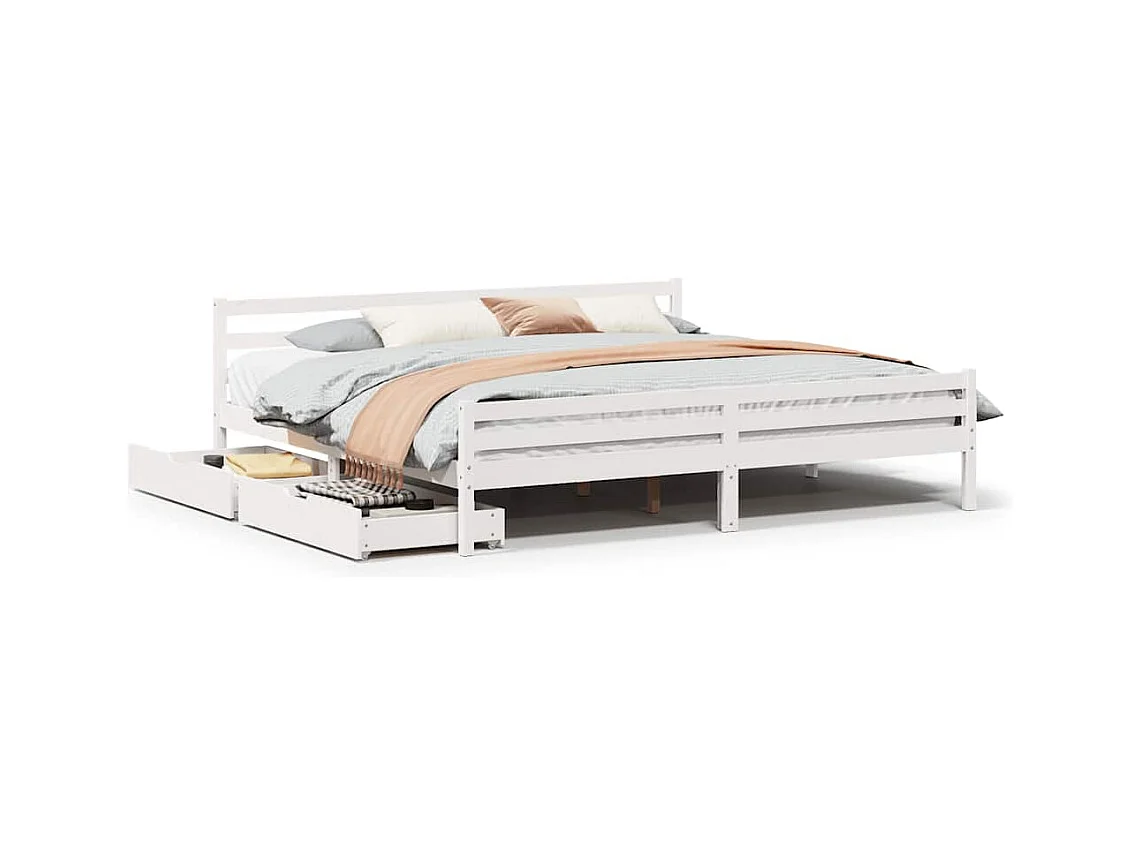 Bedframe zonder matras wit 200x200 cm massief grenenhout
