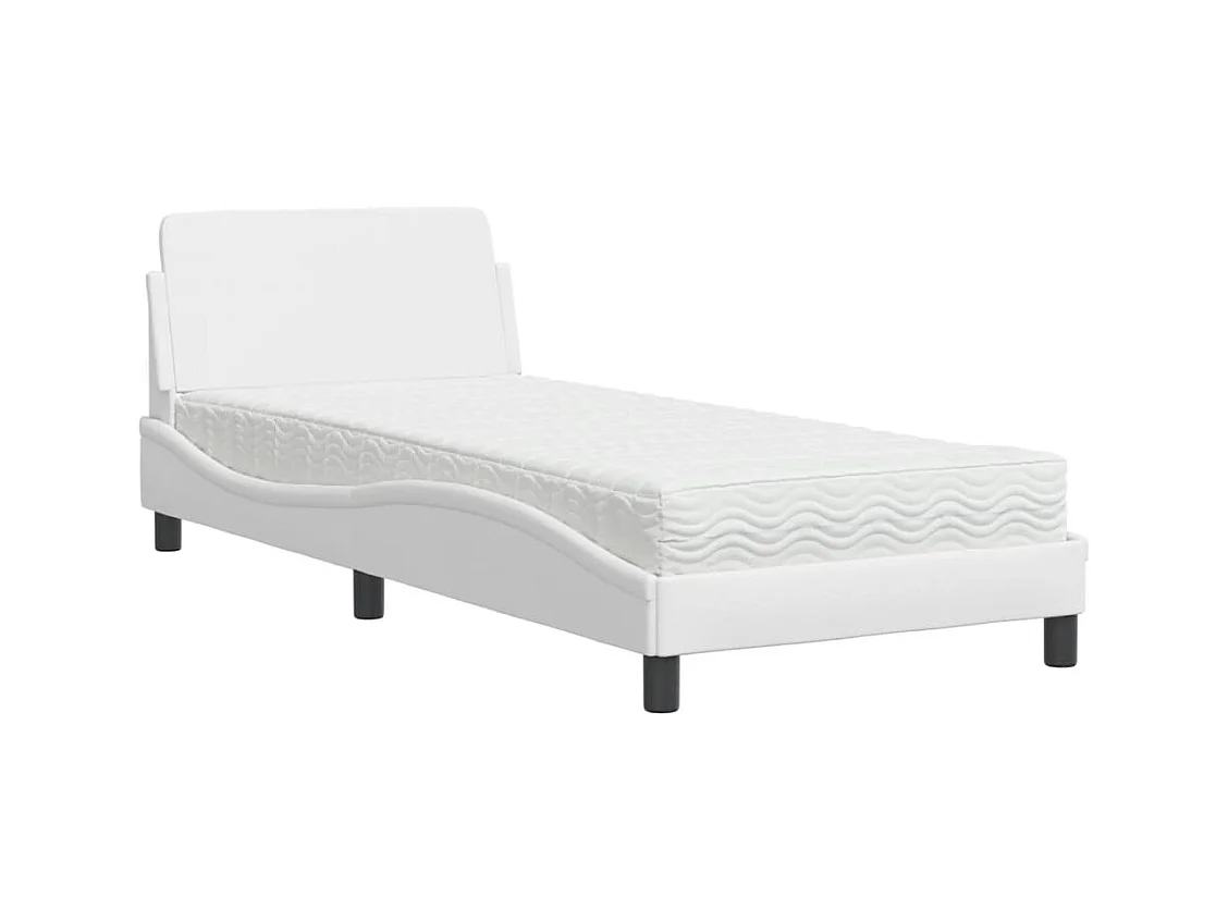 Cama con colchón blanco 90x190 cm símil piel